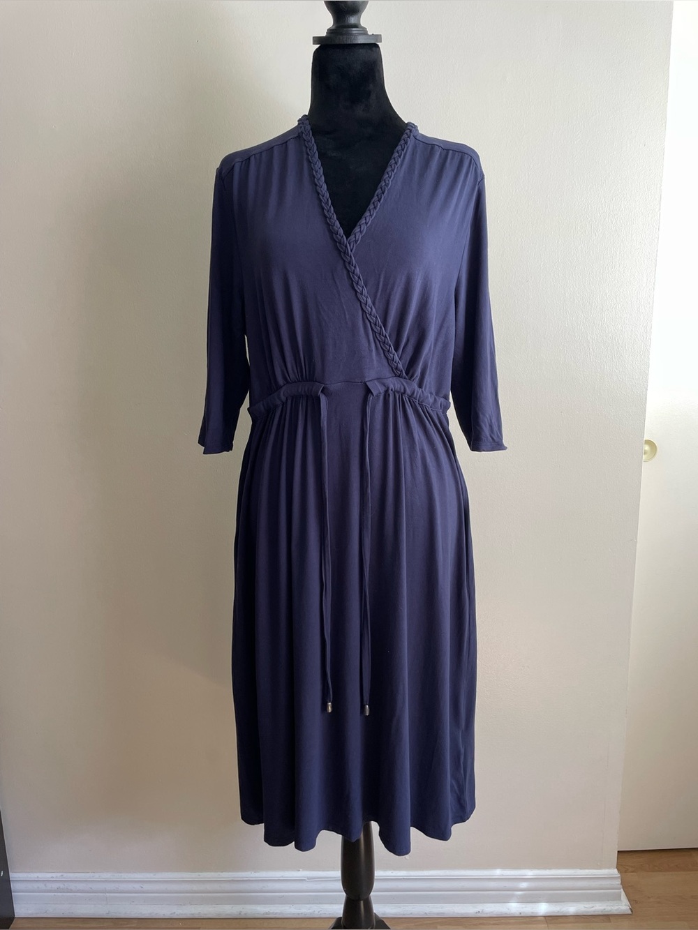 Original by Nicole Miller Navy Faux Wrap Dress L